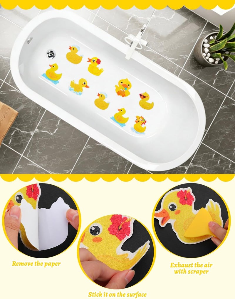 LSLYHTC 26Pcs Non Slip Bathtub Stickers, Cute Duck Stickers with Scraper, Anti Slip Bath Tub Shower Decal with Adhesive Back for Bathroom, Shower Stairs - Image 3